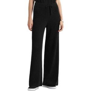 Ralph Lauren Washable Cashmere Wide Leg Flare Ribbed Knit Pants Polo Black S